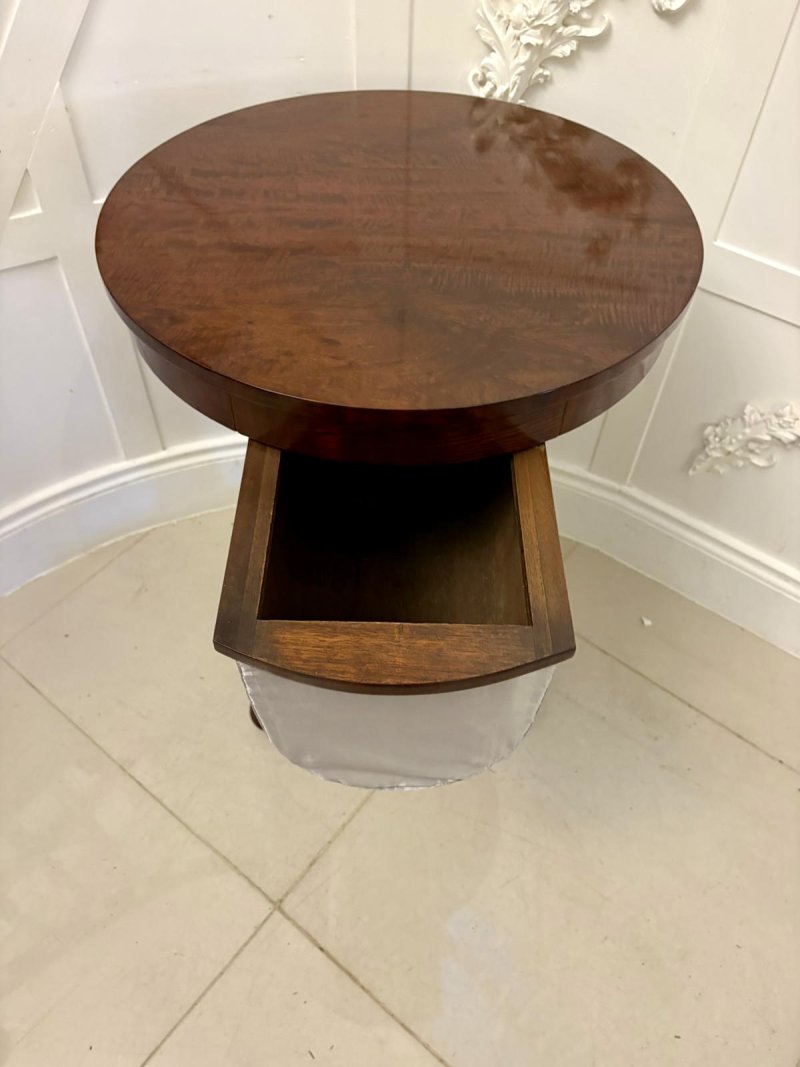 Antique Victorian Quality Mahogany Circular Sewing / Lamp Table